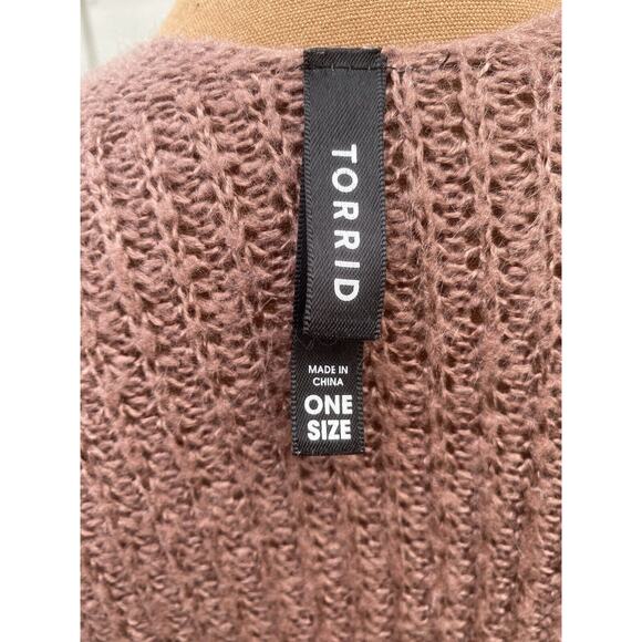 Torrid Ribbed Knit Shawl/Poncho/Wrap In Rose/Mauve Color One Size - Picture 10 of 11